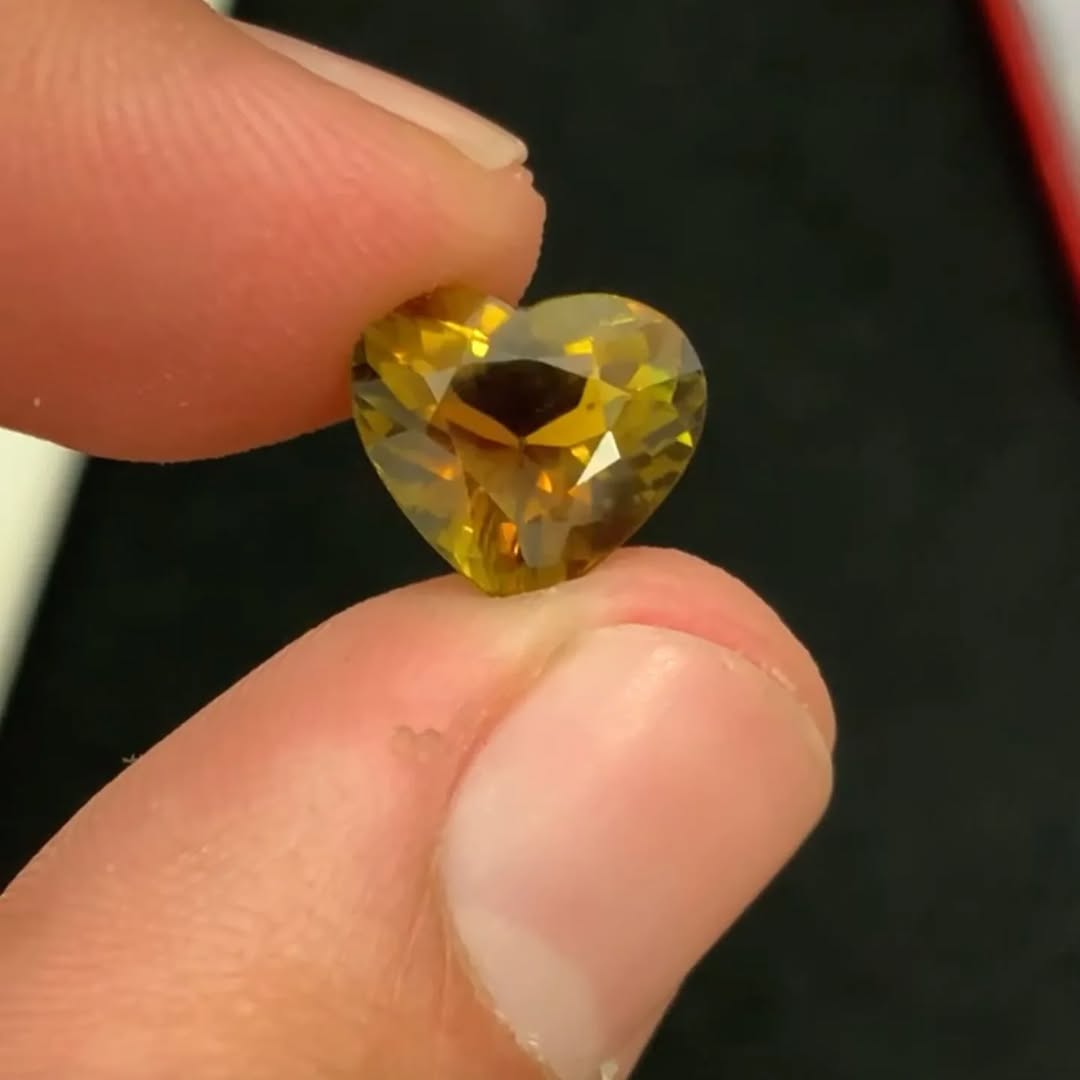 Rare Heart-Shaped Olive Yellow Tourmaline