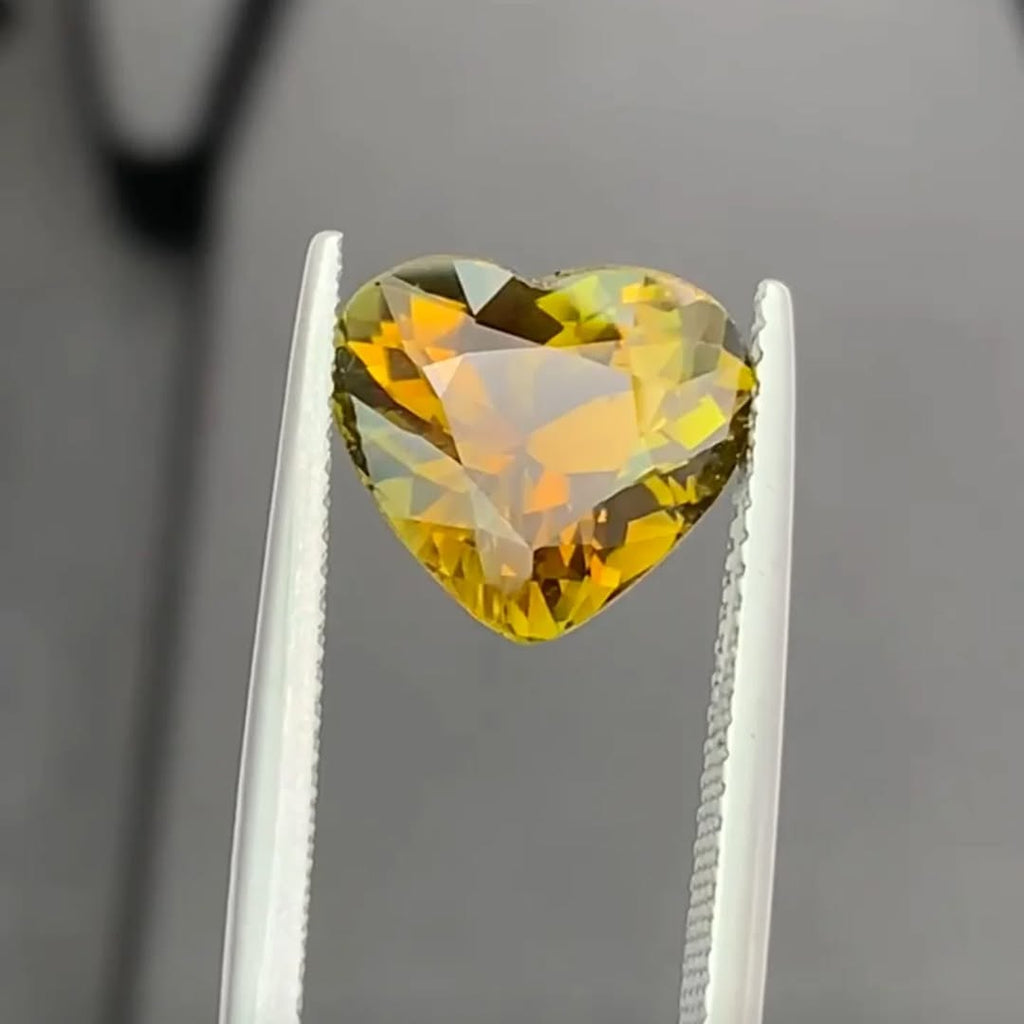 Rare Heart-Shaped Olive Yellow Tourmaline