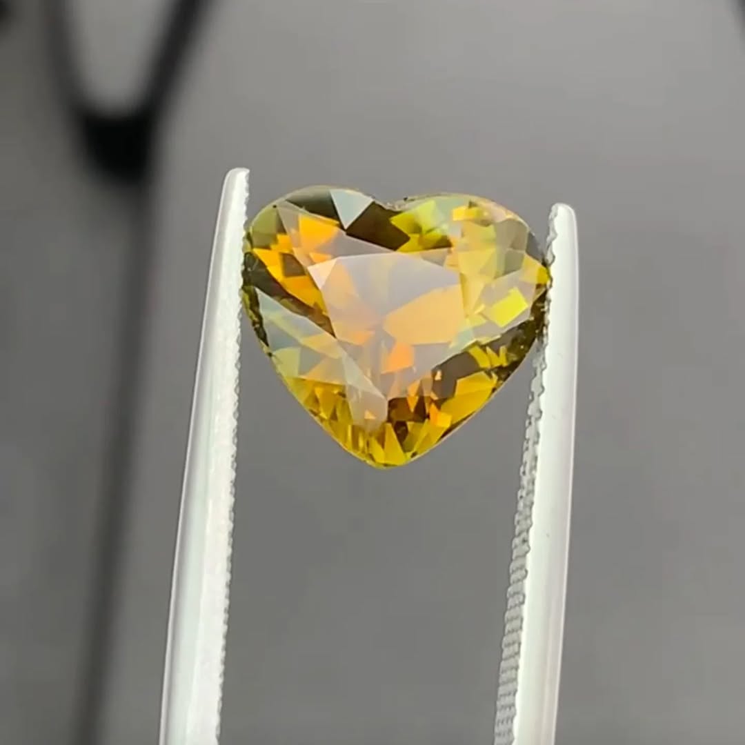 Rare Heart-Shaped Olive Yellow Tourmaline