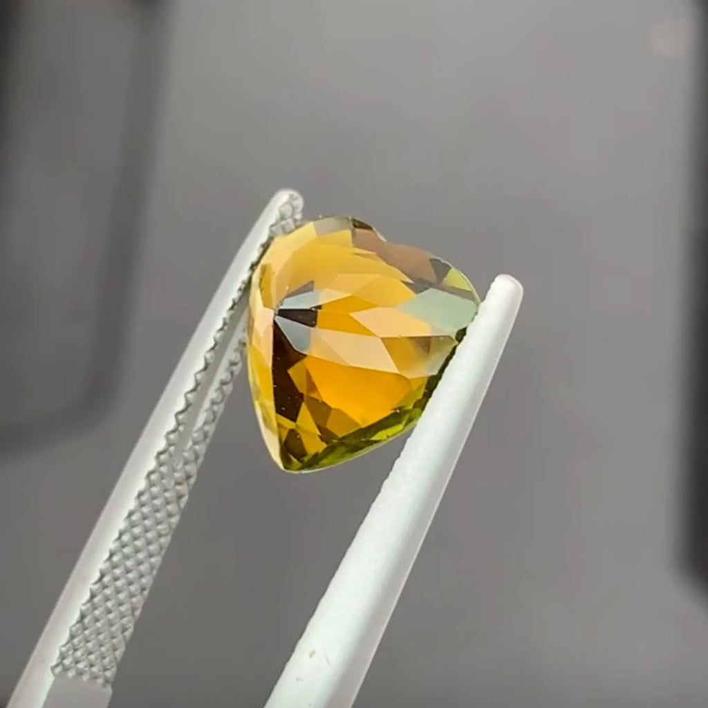 Rare Heart-Shaped Olive Yellow Tourmaline