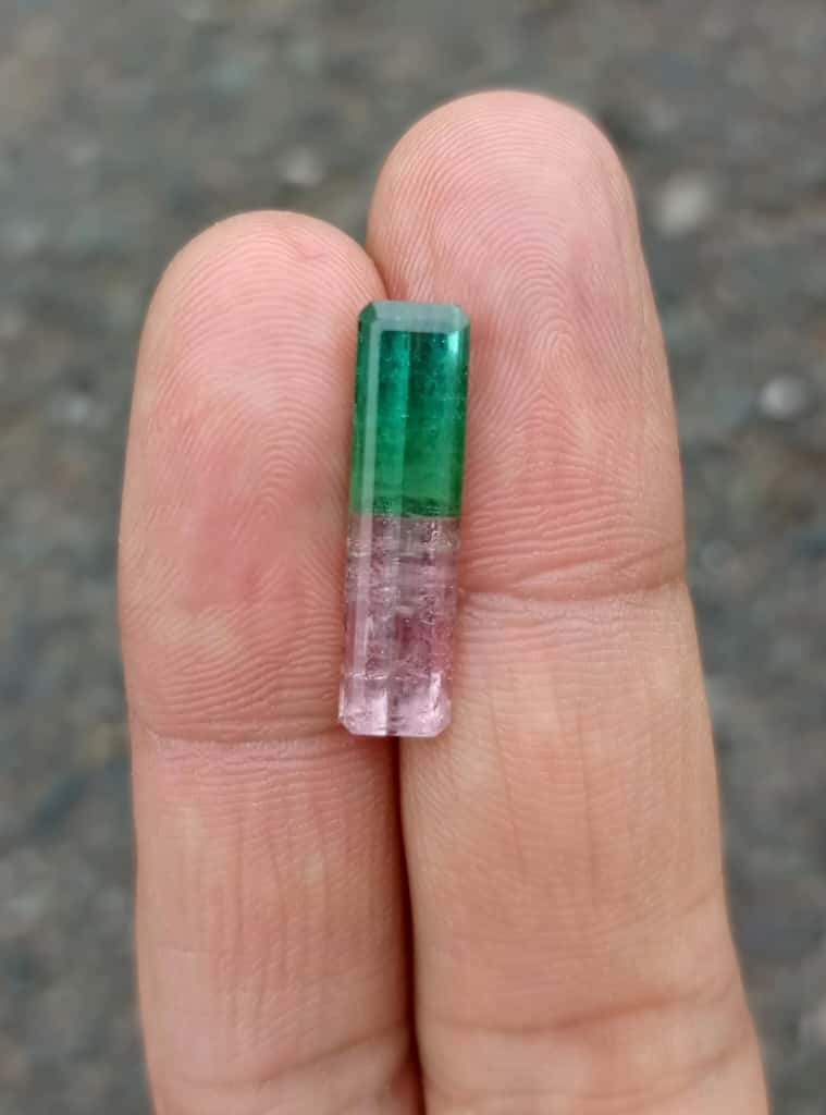 bi-color pink green tourmaline