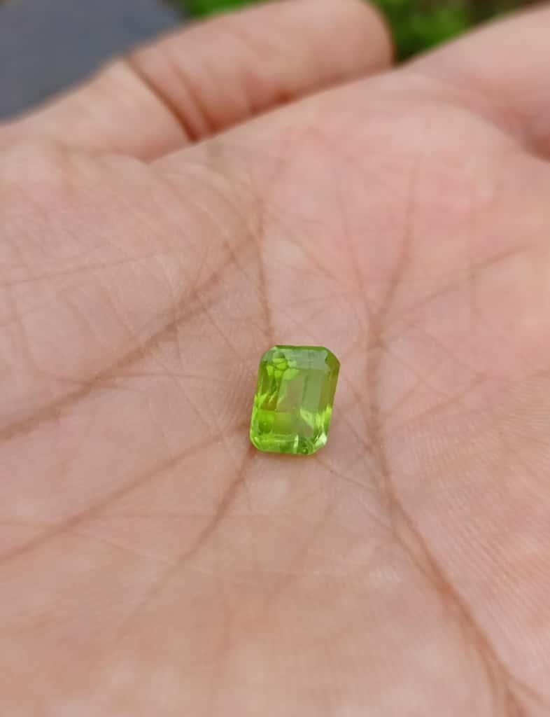 Emerald cut peridot