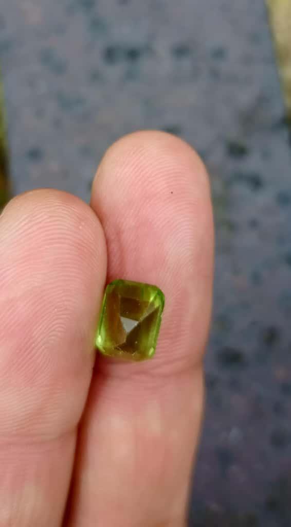 Emerald cut peridot
