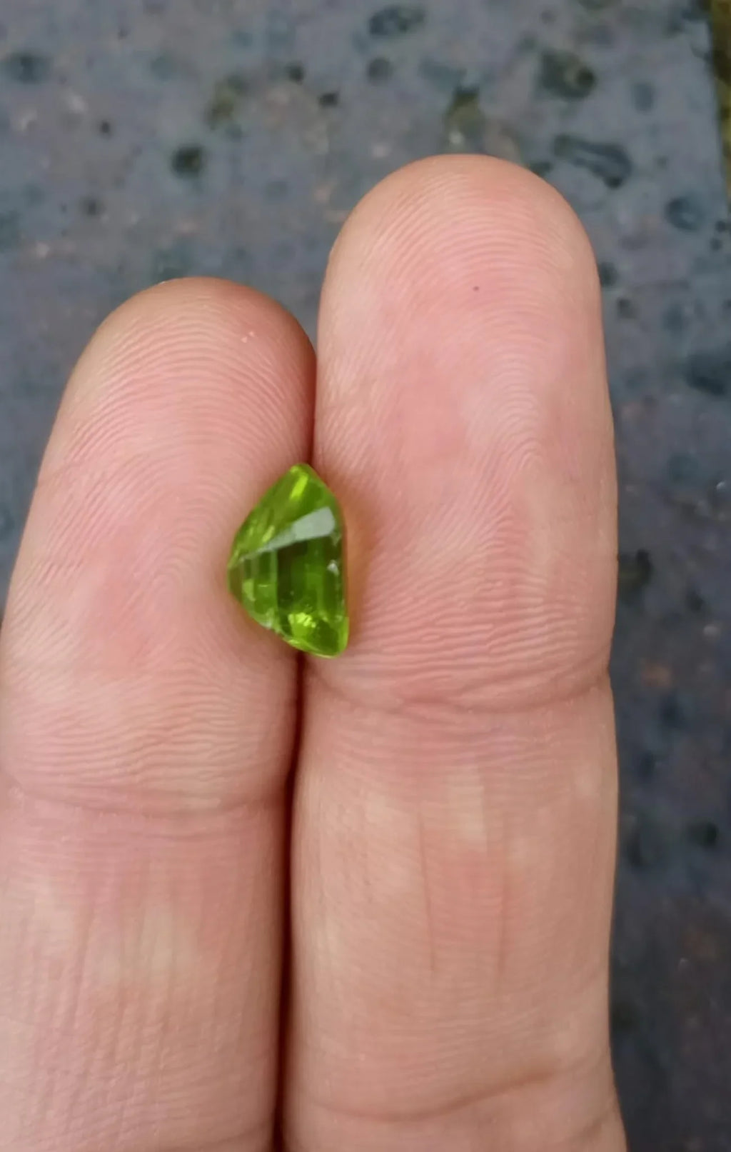 Emerald cut peridot