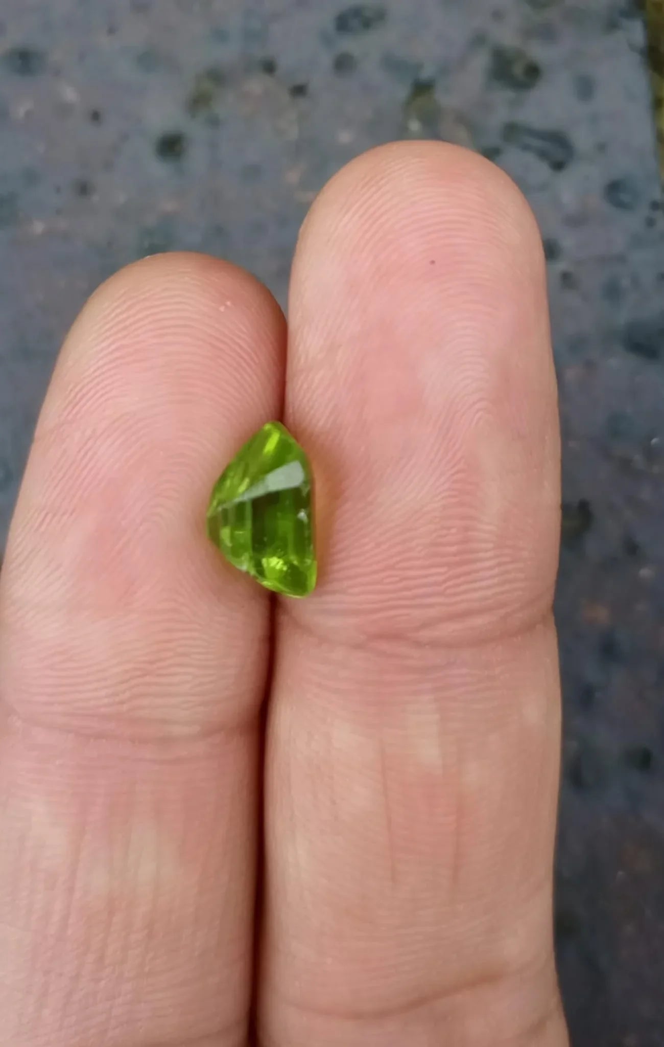 Emerald cut peridot